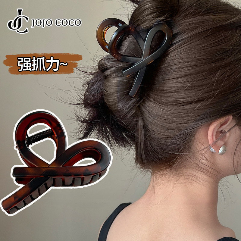 Jojo COCO Simple Tortoiseshell Color Cross กิ๊บติดผมสําหรับผู้หญิงสาวสไตล์เกาหลีโบว์ฉลามคลิปเครื่องประดับผม