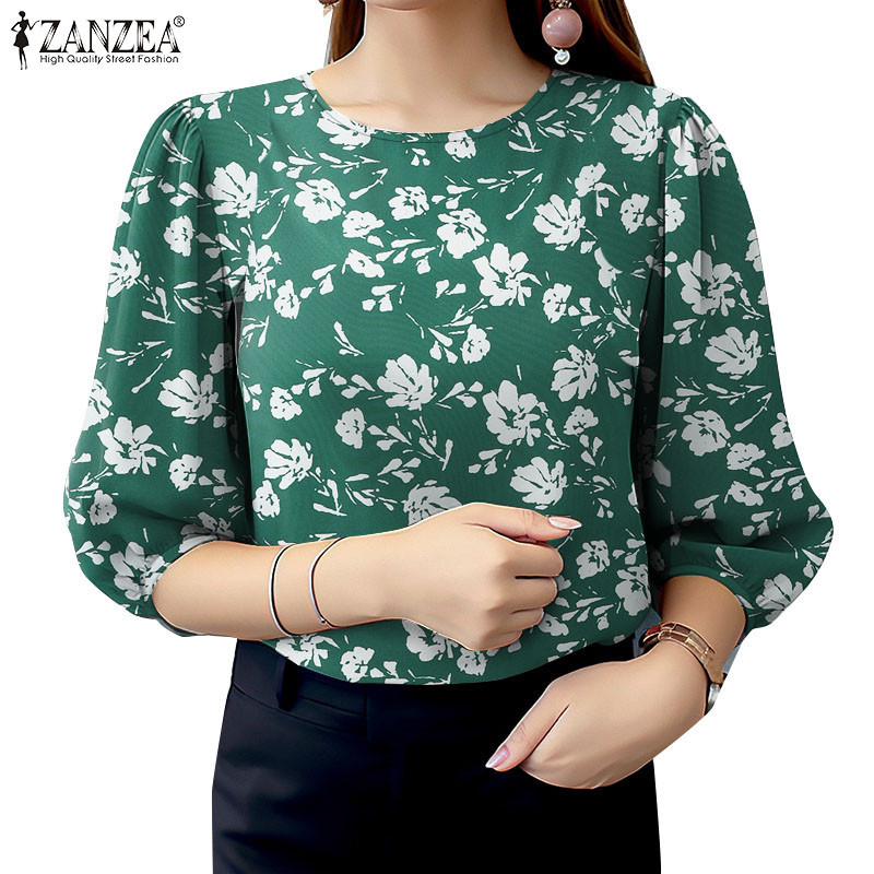 Zanzea เสื้อเบลาส์แขนโคมไฟแฟชั่นลําลองสําหรับผู้หญิง