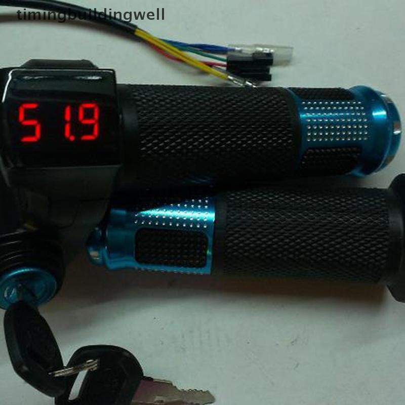 Twth คันเร่งจักรยานไฟฟ้าพร้อมจอแสดงผล LCD ตัวบ่งชี้ที่จับแก๊สล็อคคันเร่ง Key QDD