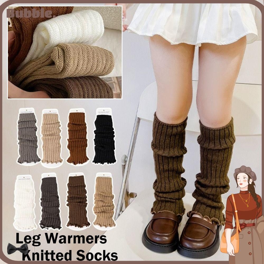 ฟอง เครื่องอุ่นขาเด็ก, น่ารักหวานถักโลลิต้าถักถุงเท้า, ถุงเท้าบูตสีทึบฤดูใบไม้ร่วงฤดูหนาว