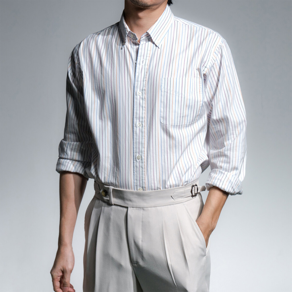 era-won Premium Quality เสื้อเชิ้ต คอปก Dress shirt Regular Shirt แขนยาว สี White