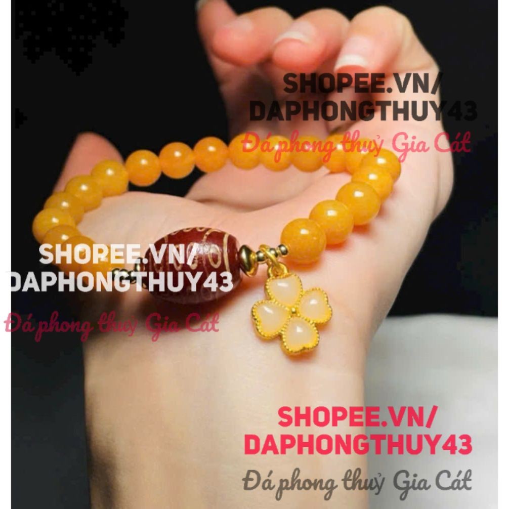 กําไล dzi ผสมมังกรเหลือง 21 ตา - charm co 4 la ขนาด 8mm สวย ใหม่.