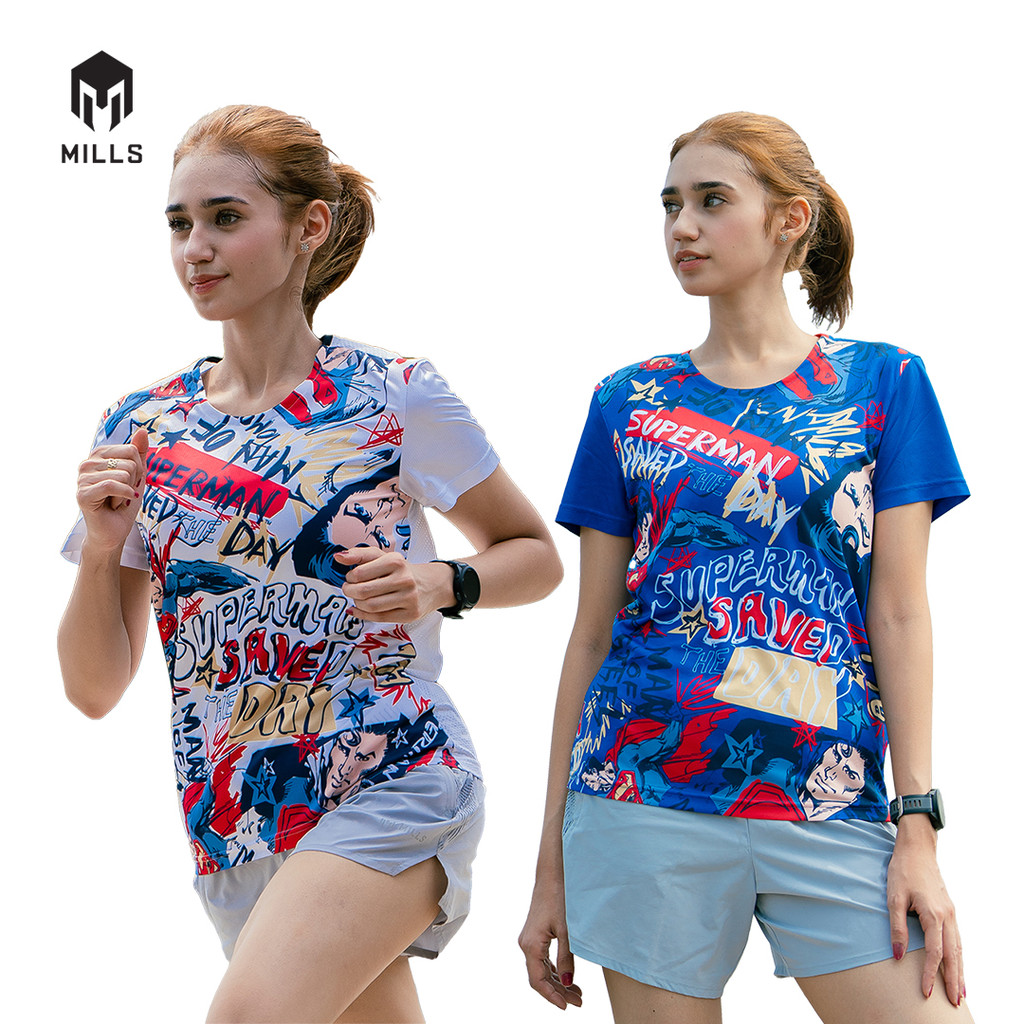 MILLS Superman Sportswear Running Shirt Tee Shirt Women 5014DC