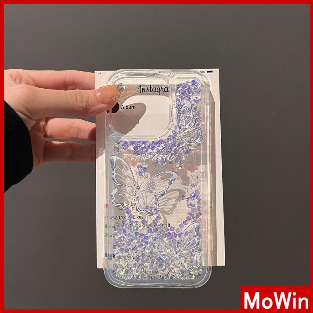 Movin - เคสใส TPU นิ่มสำหรับ iPhone 16 Pro Max iPhone 13 11 Liquid Diamond Quicksand ผีเสื้อที่สวยงาม Compatible with iPhone 15 Pro max 14 13 12 11 Pro max XR XS 7 8Plus