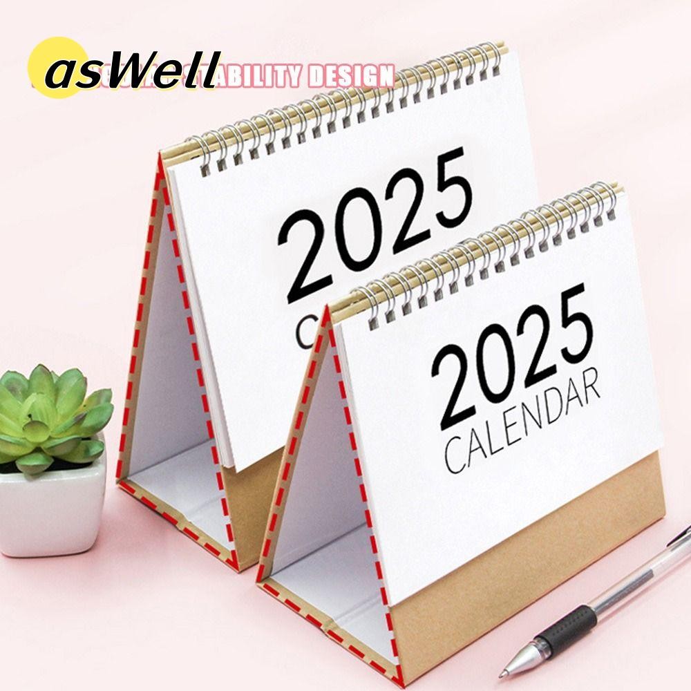 Aswell ปฏิทินกระดาษตั้งโต๊ะ, ปี 2025 Planner Scheduler, สมุดบันทึกสไตล์เรียบง่าย Multi-function Home Decor Agenda Organizer Home Office