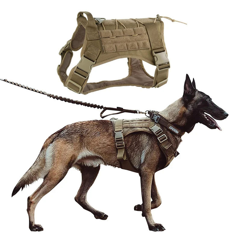 Tactical Dog Harness Leash Collar for Medium Large Dogs Military Pet Vest Adjustable Service Dog Har