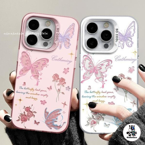 วีโว่ เคสโทรศัพท์ สําหรับ VIVO Y17 Y17S Y28 Y1S Y50 Y51 Y91 Y95 Y15s Y15a Y01 Y53s Y51a Y31 ผีเสื้อดอกไม้เคสป้องกันการตก