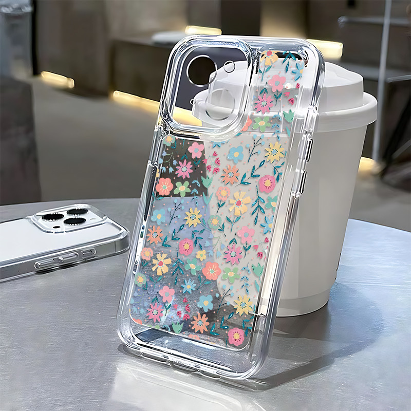 เคส ไอโฟน เคสหูฟัง iPhone 16 15 14 13 12 11 Pro Plus Max เคส Case ดอกไม้ที่มีสีสันเคสโทรศัพท์สําหรับiphone 16 15 14 13 12 11 8 7 6S 6 Pro Plus Max iPhone X XS XR