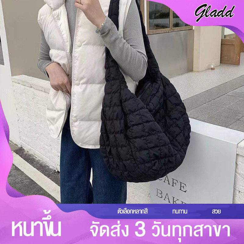 【 มาถึงภายใน 3 วัน】 กระเป๋าสะพายไหล่เดียวของผู้หญิงดีไซน์ใหม่กระเป๋าเมฆลําลองสีทึบเรียบง่ายกระเป๋า Messenger ความจุขนาดใ