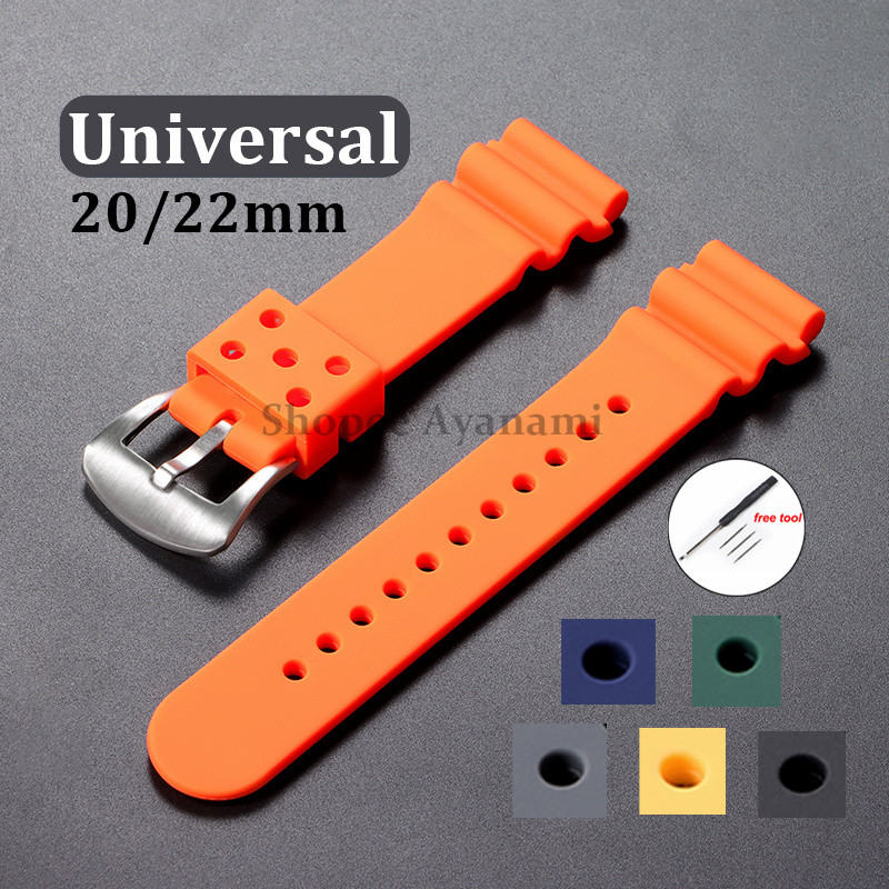 20 มม.22 มม.ยางซิลิโคนสําหรับนาฬิกา Seiko Band Universal Soft เปลี่ยนสร้อยข้อมือ Pin Buckle สายรัดข้อมือ