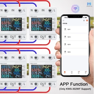 Tuya WiFi 8in1 Power Meter หน้าจอสี 2P Multi-function AC Energy Meter Mobilephone Remotely APP ควบคุม 170-270V/63A แรงดันไฟฟ้าและ Current Meter Standard Rail ติดตั้ง