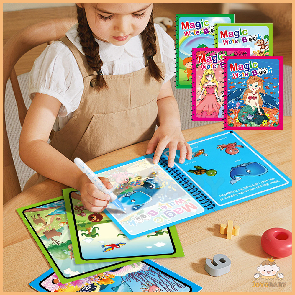 JOYOBABY สมุดระบายสี หนังสือเด็ก magic Water book ด้วยน้ำเปล่า สมุดภาพระบายสี