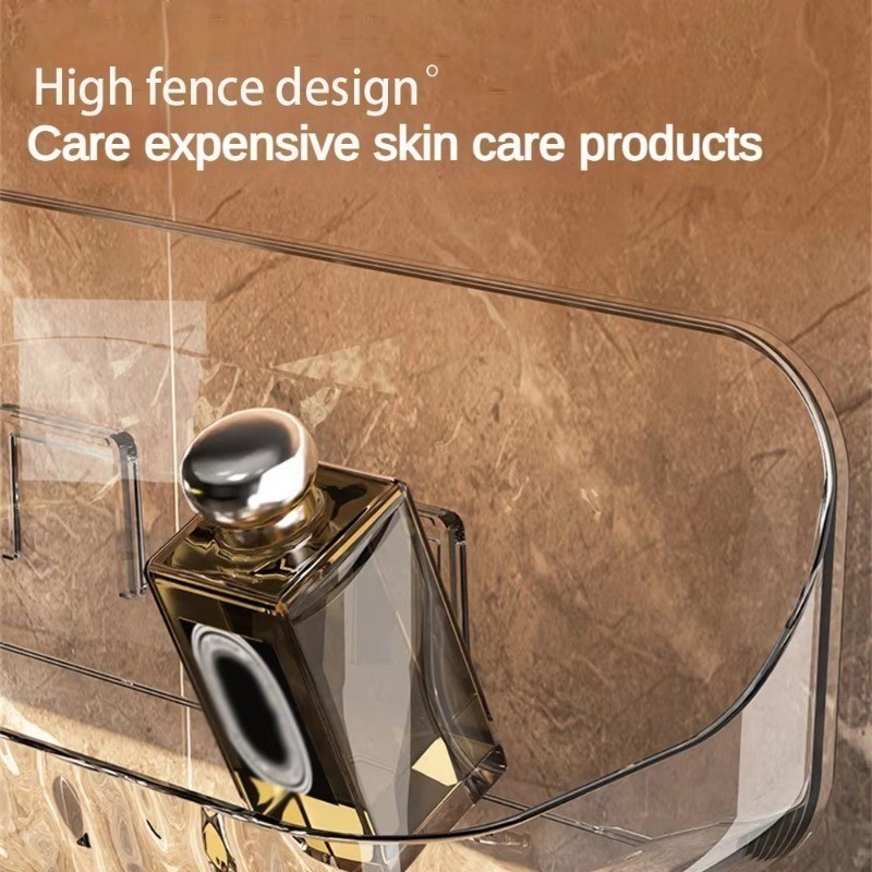 ติดผนังชั้นเก็บสบู่ห้องน้ําอุปกรณ์อาบน้ําท่อระบายน้ําชั้นวางอะคริลิคใสครัวเรือนประหยัดพื้นที่อุปกรณ์จัดเก็บ - รูปที่ 7