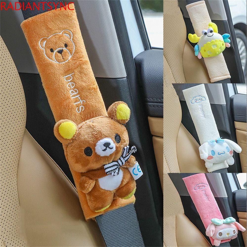 Radiantsync รถที่นั่งเข็มขัด, Soft Plush My Melody เข็มขัดนิรภัยไหล่, รถยนต์ kawaii Cinnamoroll สบายเข็มขัดนิรภัย Protector ตกแต่งอัตโนมัติ