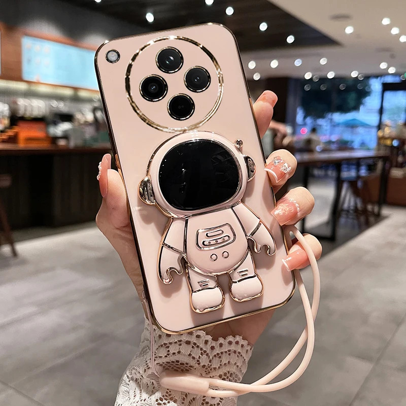 Electroplated นักบินอวกาศกันกระแทก Soft TPU Kickstand Case สําหรับ OPPO Find X8 Pro Case