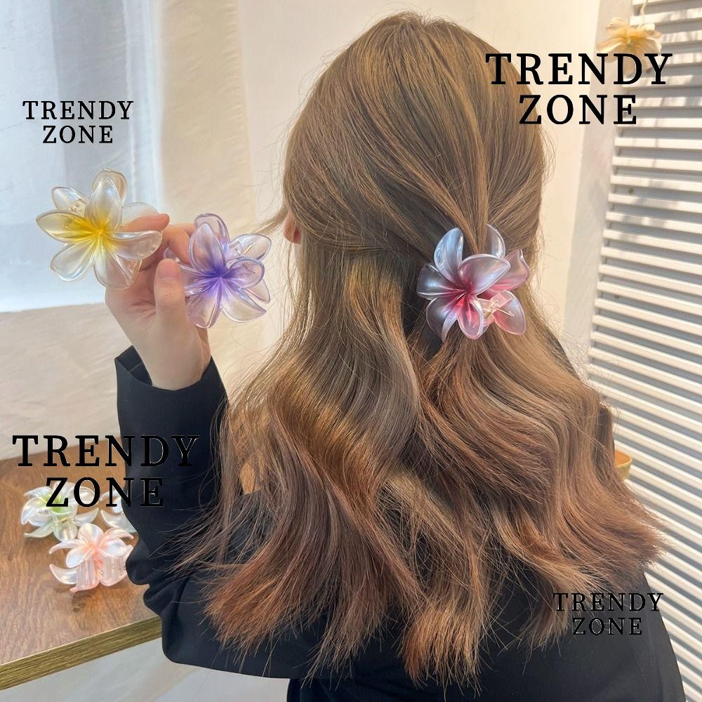 Trendyzone กิ๊บติดผม, คลิปฉลามพลาสติกผม Claw, เครื่องประดับผม Plumeria ดอกไม้รูปร่าง Bohemian จัดแต่