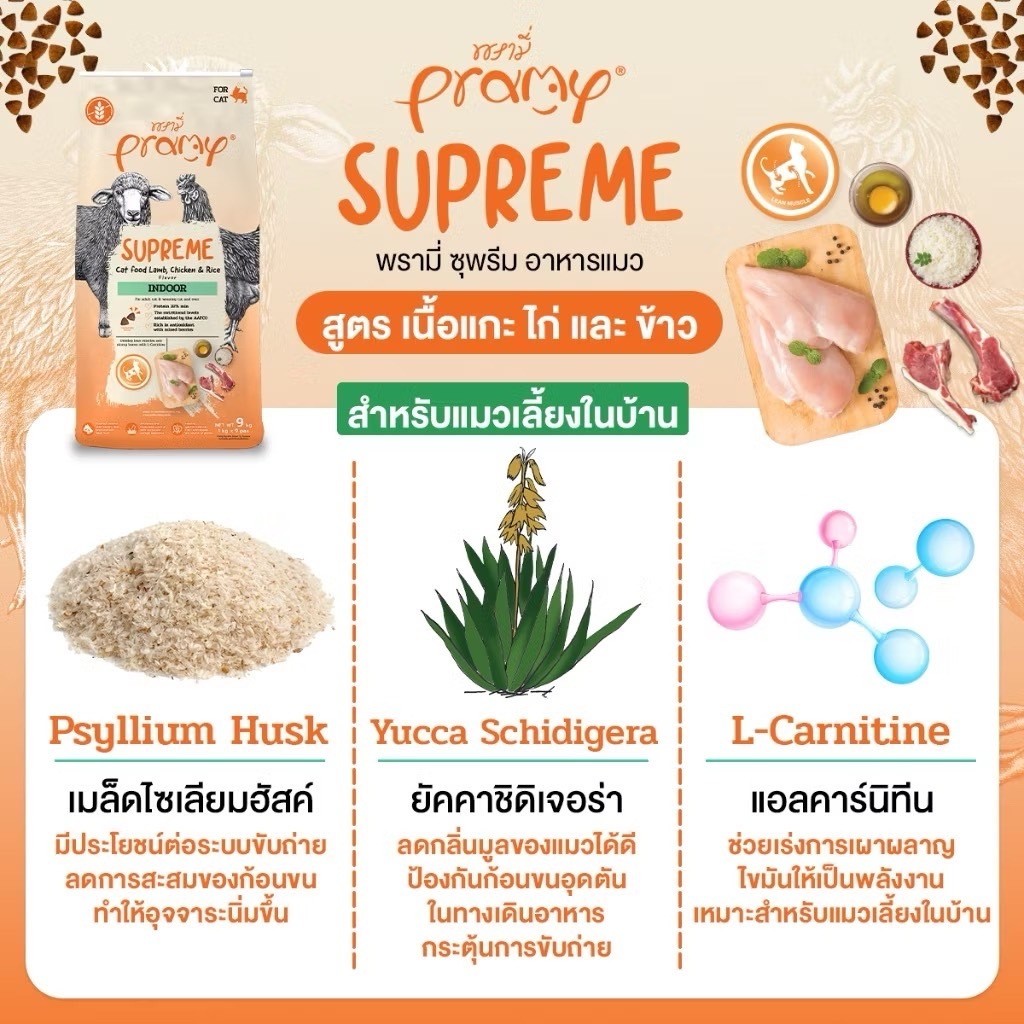 [ ยกกระสอบ ] Pramy Supreme อาหารเม็ดแมว Mother/Kitten/Adult/Indoor/Skinสำหรับแมวทุกช่วงวัย ลูกแมว แม่แมว แมวเลี้ยงในบ้าน - รูปที่ 4