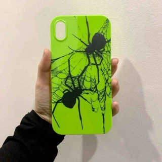 Ins สไตล์บุคลิกภาพ Dark Spider Web เรืองแสงสีเขียวนุ่มสําหรับ iPhone กรณี 16promax 15 15promax 14promax 14plus 13pro 13promax 11 11pro 12promax 12mini XR 7P 8Plus