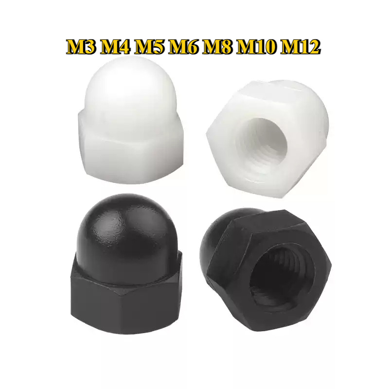 [BY-TH-W] M3M4M5M6M8M10M12 Hexagon Domed Cap Nut Nylon Plastic /หัวน็อต หมวก ไนลอน พลาสติก ตัวเมีย เกลียวมิล