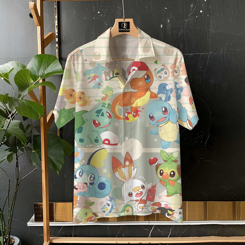 โปเกมอน ปิกาจู อะนิเมะน่ารักการ์ตูนฮาวายเสื้อแขนสั้นกับกระเป๋าวันหยุดสบายๆทุกการแข่งขันสบายระบายอากาศเสื้อแขนสั้นคุณภาพสูงด้านบนขนาดใหญ่ ส-5เอ็กแอล