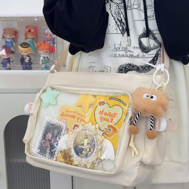 Preppy Style All-Match Class Bundle Book Simple Large-ความจุMessengerกระเป๋าหญิงโปร่งใส