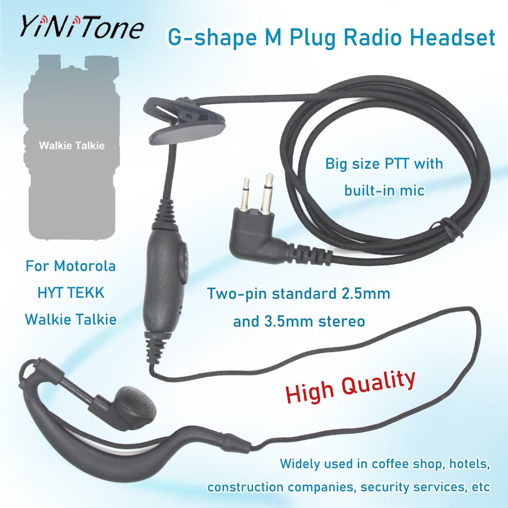 G-shape Earhook ชุดหูฟังหูฟังพร้อมไมโครโฟน PTT M ปลั๊กสําหรับ Motorola GP88 GP68 CP200 SP21 P040 วิท