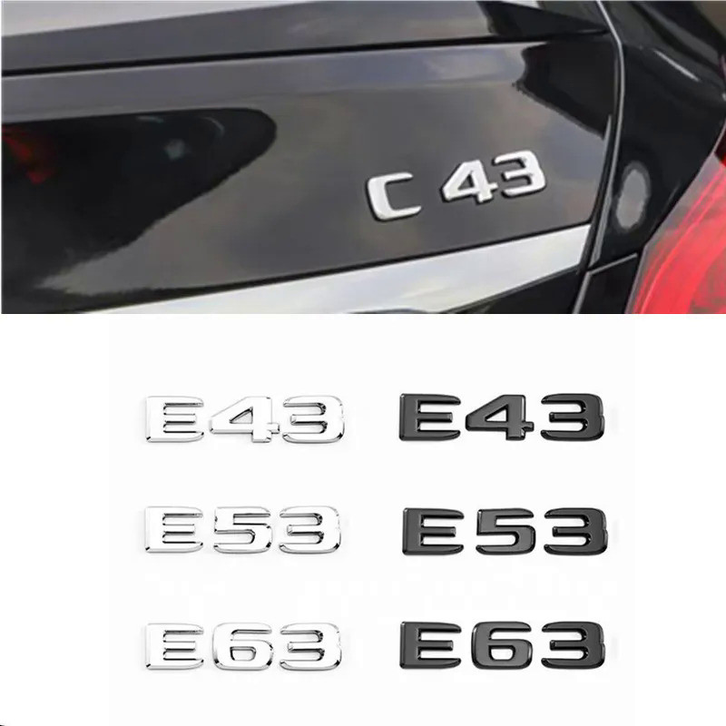 โลโก้ 3D ABS โครเมียม E53 สติกเกอร์ตัวอักษร ป้ายชื่อ ป้ายท้ายรถ สำหรับ Mercedes Benz E43 E53 E63 AMG