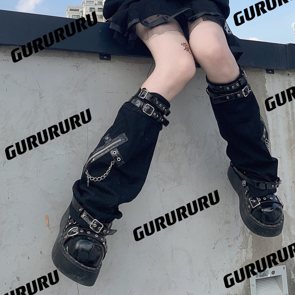 ชื่อเรียก X GURURU ซับคัลเจอร์ดั้งเดิม พังค์ โกธิค สไตล์มิลเลนเนียม ผ้าคลุมถุงเท้า ผ้าคลุมน่อง JK