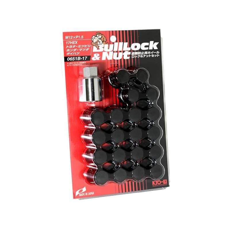 KYO-EI KYO-EI Kyouei Sangyo Bull Lock & Nut Bag 17HEX M12XP1.5 5H for cars 20pcs Black 0651B-17