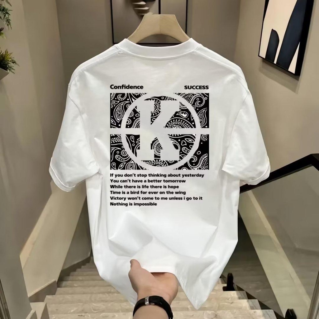 【XRP】[เคพีโอ] � �   Surprise price】เสื้อยืดแขนสั้นหลวมสำหรับผู้ชาย, ชุดแฟชั่น Youth City, เสื้อยืดคอ