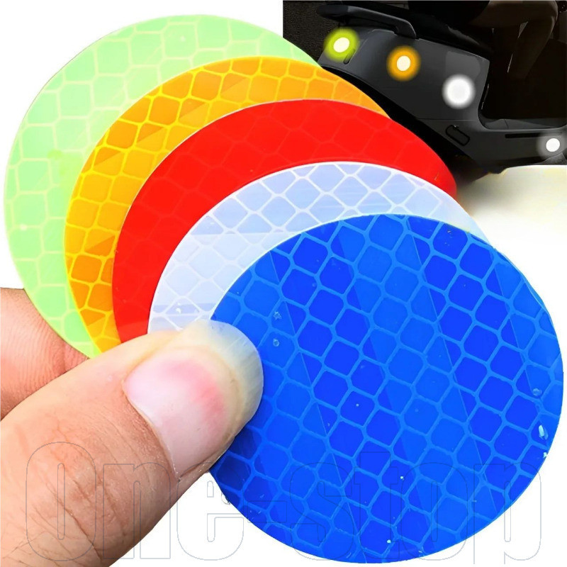 สติ๊กเกอร์สะท้อนแสงทรงกลม 1-4 ชิ้น - แถบป้องกันการชนกันของรถยนต์ - รูปลอกจัดแต่งทรงผมอัตโนมัติ - สติ๊กเกอร์เตือนความปลอดภัยกลางคืน - เทปเรืองแสงรถยนต์แบบมีกาวในตัว - กันน้ํา, ซุปเปอร์ไบร์ท