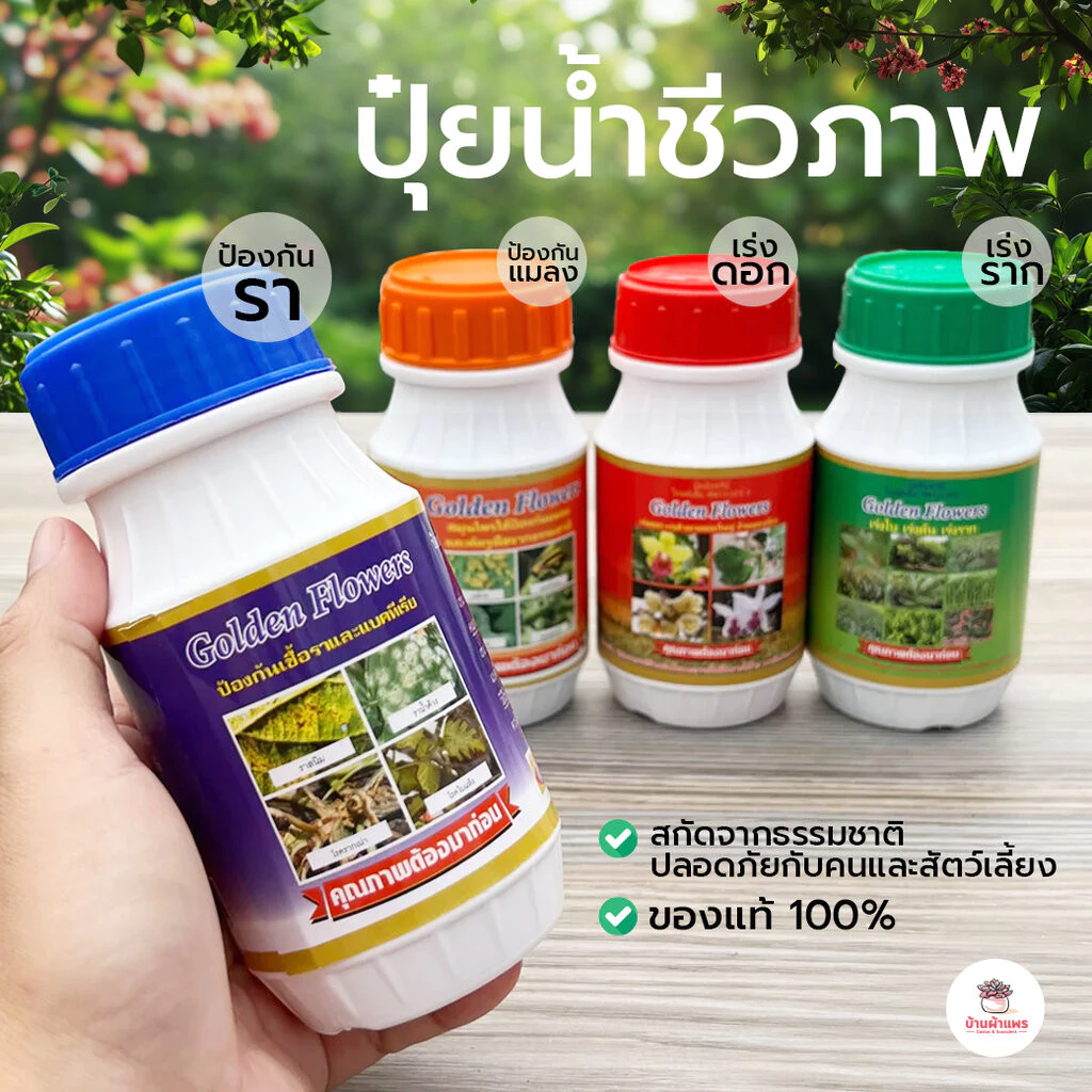 Golden Flower ยากันรา กันแมลง เร่งราก เร่งดอก 250 ซีซี ไม้อวบน้ำ กุหลาบหิน กระบองเพชร cactus&succulent