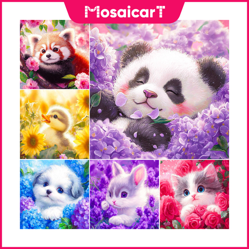 MAการ์ตูนสัตว์น่ารัก 5d ภาพวาดเพชรชุดคริสตัลปักครอสติสเพชรเต็มตกแต่งผนังบ้าน 30x30 ซม./40x40 ซม./50X50 ซม./60X60 ซม.