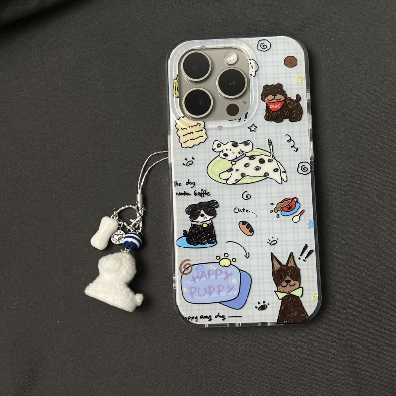 Graffiti Puppy Puppy จี้เหมาะสําหรับเคสโทรศัพท์ iPhone เหมาะสําหรับ iPhone 16 Pro Max/15/14 Pro Max/