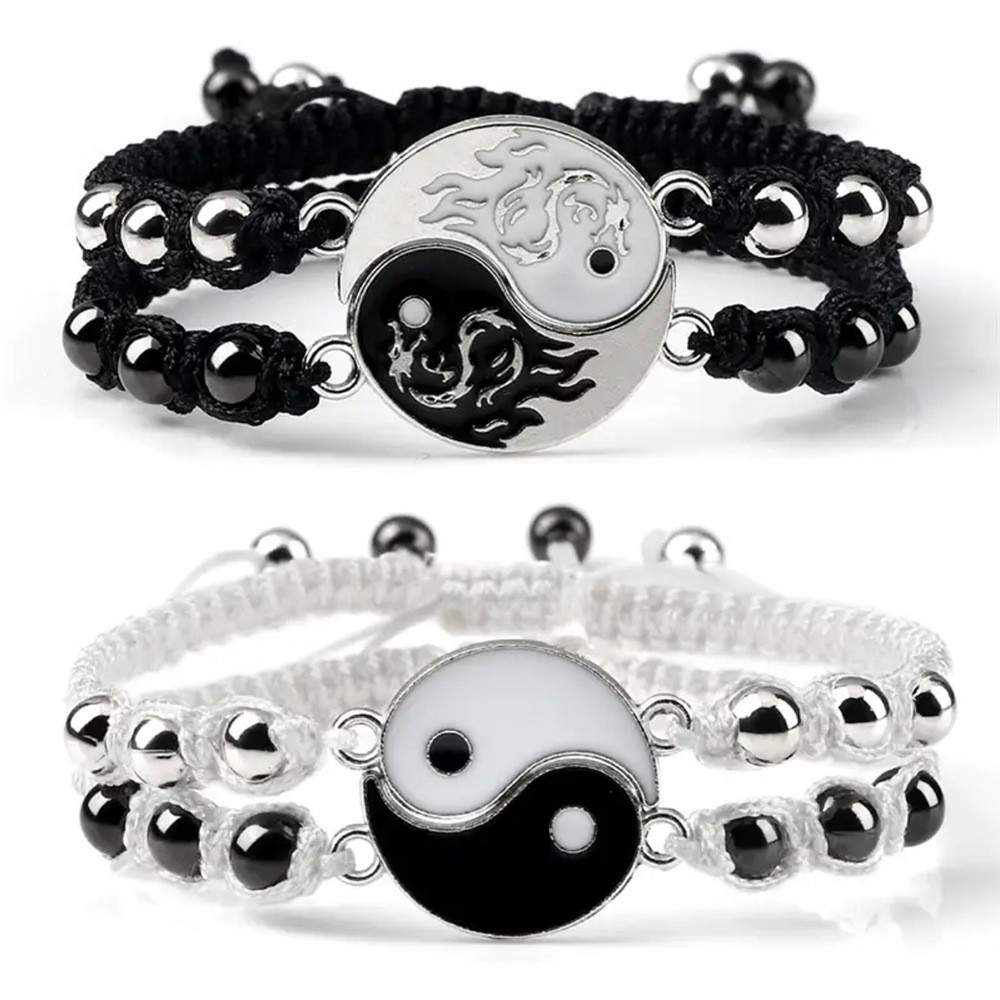 [JW] Magnet Tai Chi Dragon Totem Bracelet Yin Yang Tai Chi Fashion Men Women Couple Bracelet