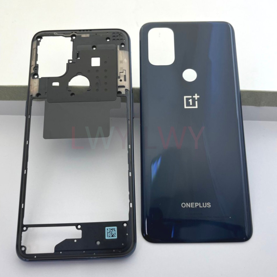 โทรศัพท์ที่อยู่อาศัยกรอบกลางสําหรับ OnePlus Nord N10 5G BE2025 แบตเตอรี่ฝาหลังกรณีแผงฝาปิดด้านหลังประตู + เลนส์กล้อง + โลโก้