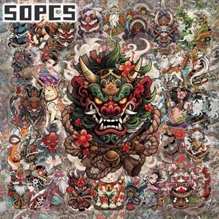 สติกเกอร์ ลายสักสไตล์ญี่ปุ่นโปร่งใส กันน้ำ PET 50ชิ้น Japan …