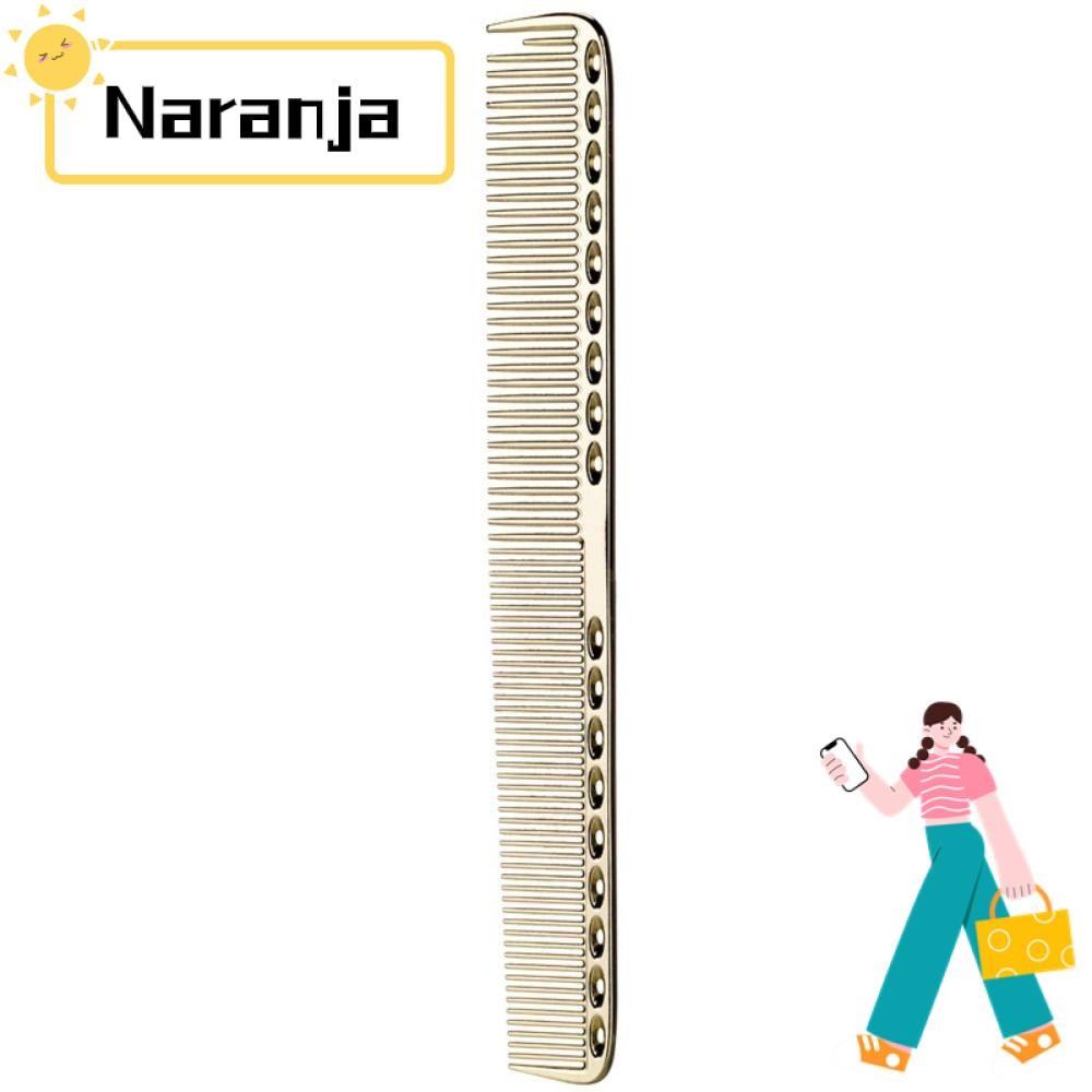 NARANJA หวีทําผมโลหะ, หวีจัดแต่งทรงผมตัดผมสองด้าน, เครื่องมือร้านเสริมสวยผู้ชายหวีตัดผมอลูมิเนียมสีทองผู้หญิง