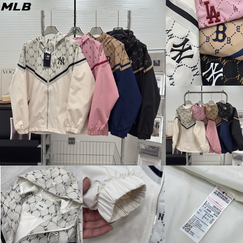 MLB Unisex Vintage ปัก Splice Windbreaker Jacket เสื้อกีฬา