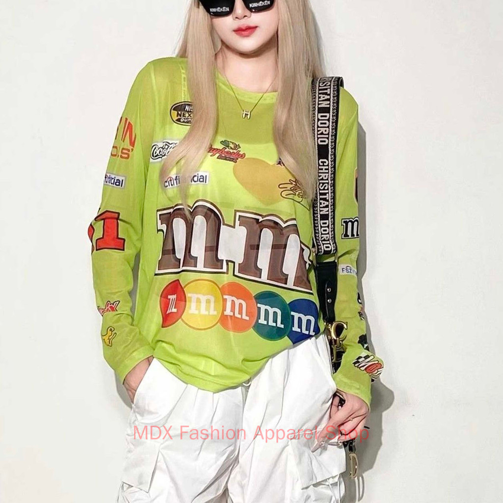 เสื้อยืดแขนยาวตาข่ายแบบบางสําหรับฤดูร้อนสําหรับผู้หญิง