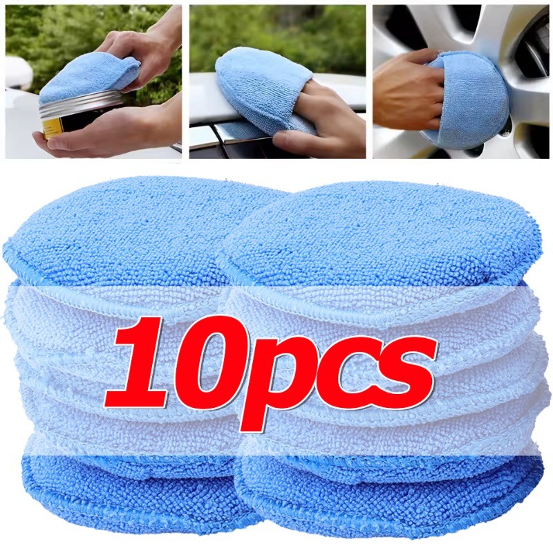 3-10 ชิ้นรถขัดแว็กซ์ฟองน้ํา Pad - ไมโครไฟเบอร์รอบรถจักรยานยนต์ Wax Applicator - เครื่องมือทําความสะอาดอัตโนมัติ