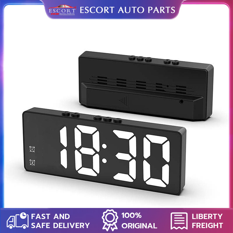 【COD】LED Digital Clock Alarm Clock Dormitory Bedside Desktop Large Screen Digital Clock Black White 