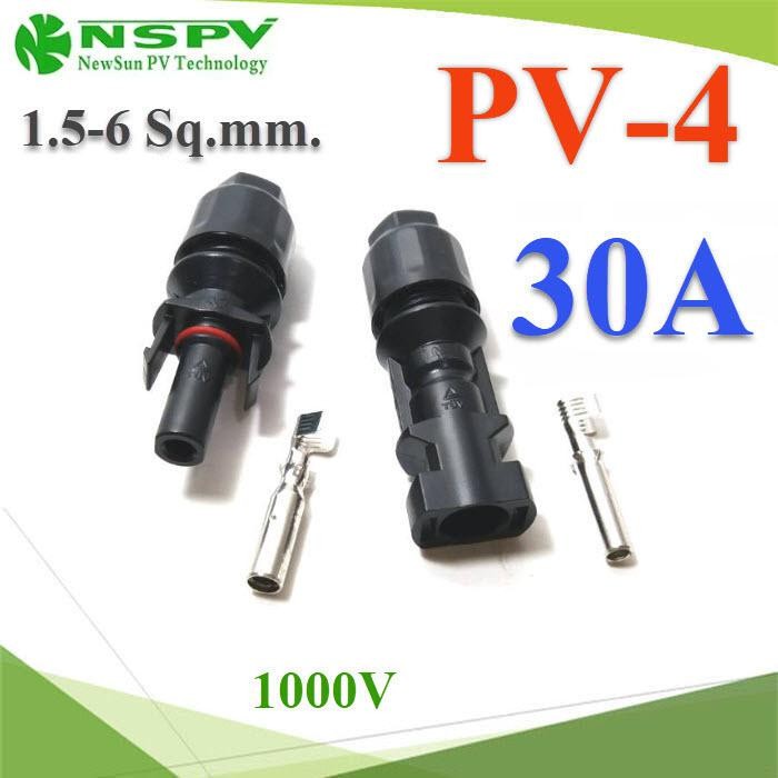 MC4 ข้อต่อสายไฟ PV4.0 สำหรับสายไฟ PV1-F กันน้ำ IP68 30A  1.5-6 Sq.mm รุ่น PV4-Connect