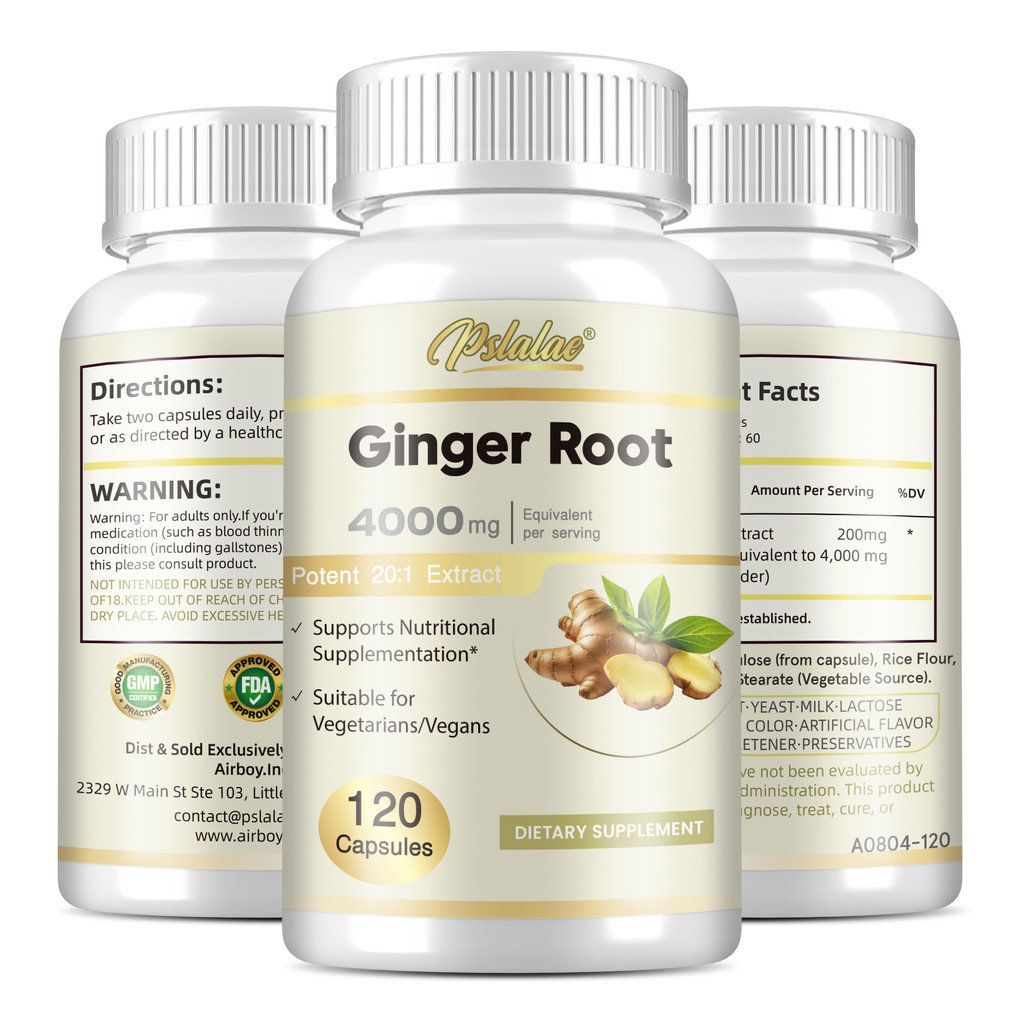 Pslalae - Ginger Root Ingredient Capsules - ขจัดความเย็นและล้างพิษ รองรับสุขภาพปอด - 4000mg ต่อเสิร์ฟ สารสกัด 20:1