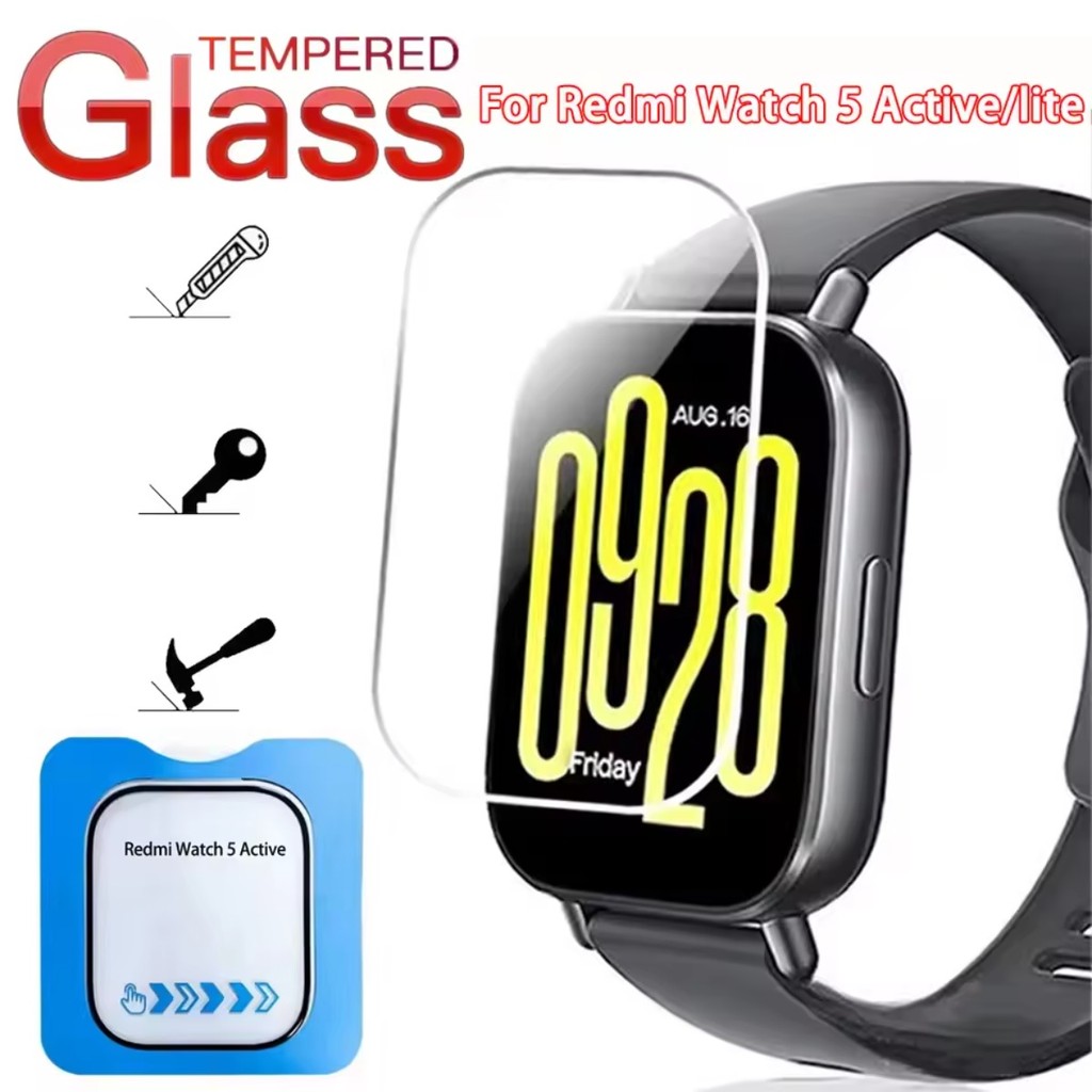 1 ชิ้นกระจกนิรภัยสําหรับ Xiaomi Redmi Watch 5Active 4 5 Active lite ป้องกันหน้าจอกระจกป้องกันติดตั้งง่าย