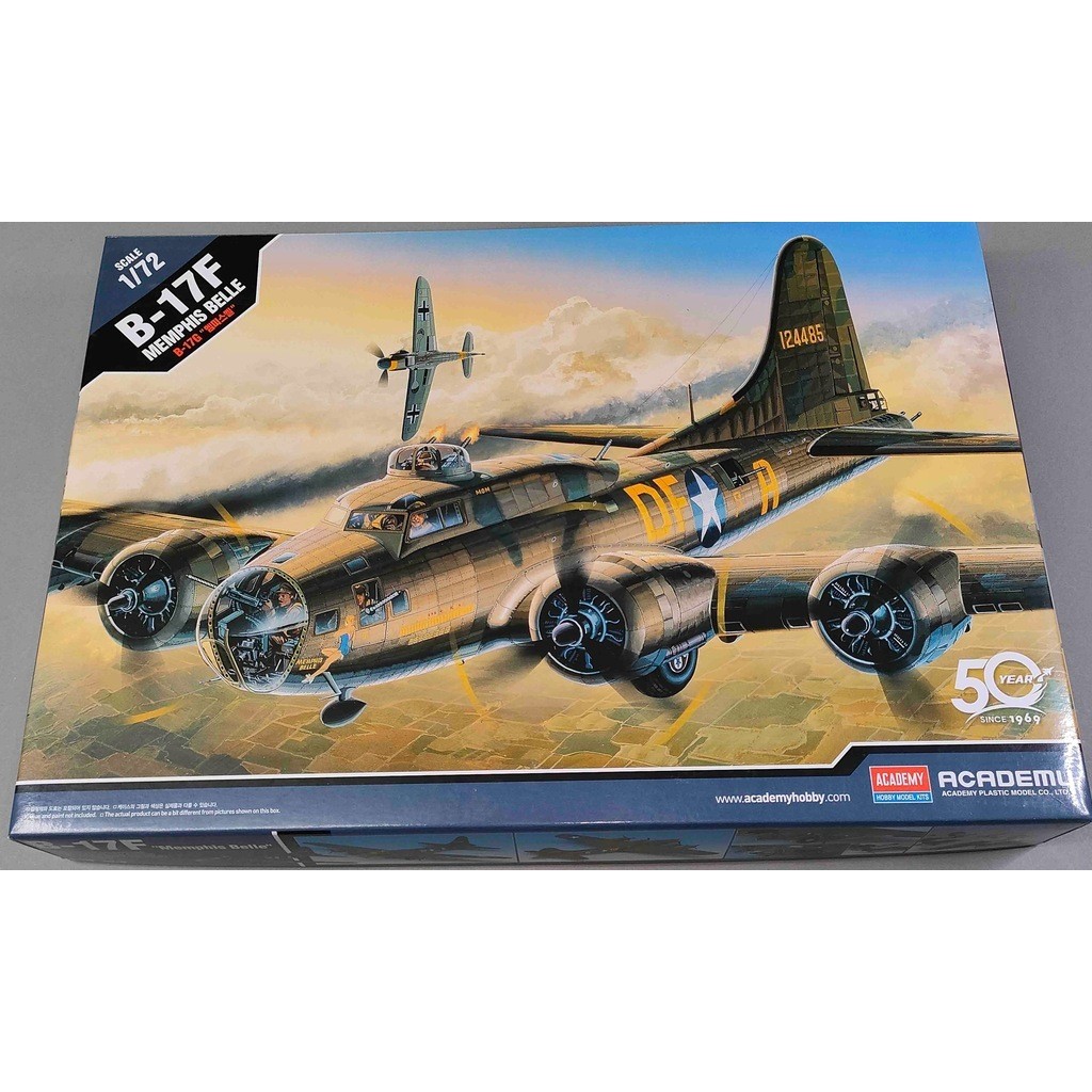 Academy B-17F Memphis Belle Military Bomber Aircraft Model Kit (สเกล 1/72)