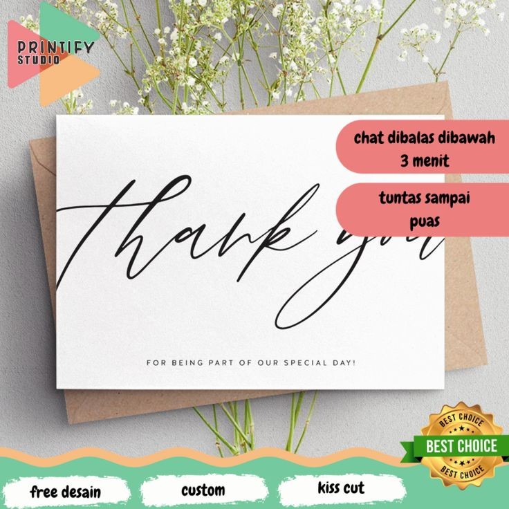 Printify TKC 4-10 Thank You Card การ์ดขอบคุณที่กําหนดเอง Olshop ขอบคุณการ์ดออกแบบฟรี
