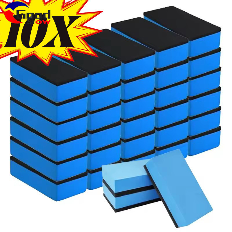 [3-5 วันมาถึง] 10 ชิ้น Dual-Hardness ฟองน้ําทําความสะอาดรถยนต์, ชั้นด้านนอกแบบนุ่ม, รูปทรงประหยัดแรงงานสําหรับแว็กซ์/รายละเอียด, แกนโพลียูรีเทนความละเอียดสูง