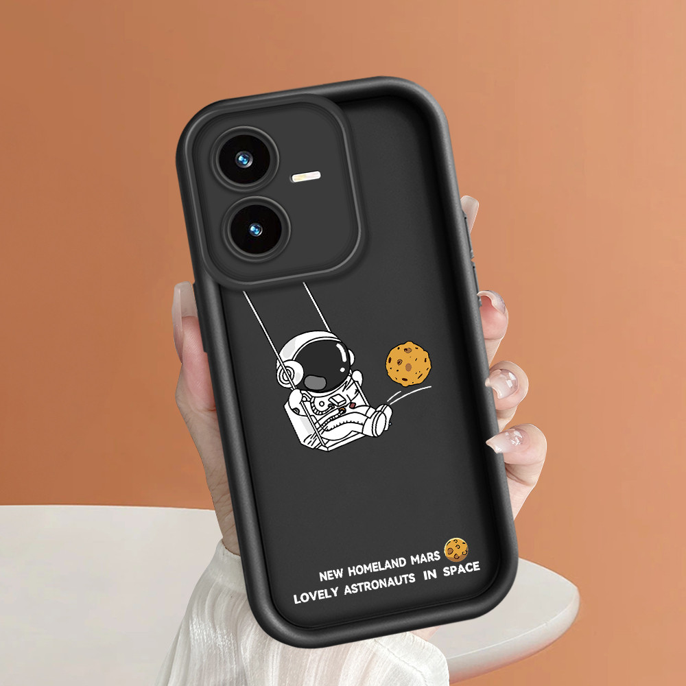 Hp สําหรับ Vivo Y22S Y22 น่ารักเคสโทรศัพท์ Softcase Spaceman Kesing Soft Cosmonaut Cassing Sofcase C