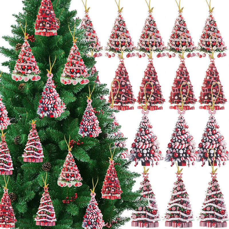 1/3/5 ชิ้น 2D จี้อะคริลิครูปต้นคริสต์มาสประกาย – เครื่องประดับคริสต์มาสสุขสันต์วันหลายสไตล์